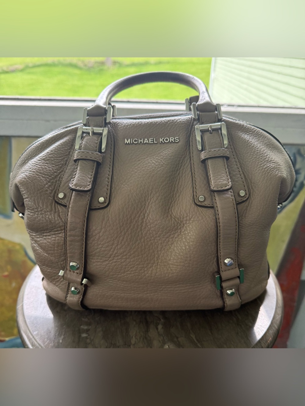 Michael Kors Bedford Taupe Pebbled Leather Medium Satchel